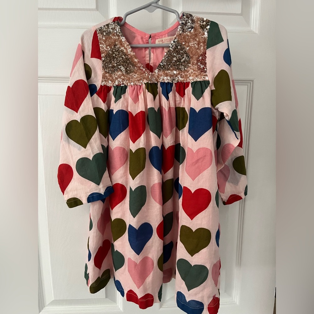 Pink Chicken Valentines Sequin Heart Dress Size 5Y